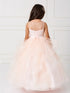 Girls Multi Color Illusion Neckline Lace Applique Trim Pageant Dress 2-12 - SophiasStyle.com